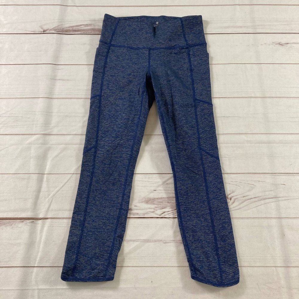Athleta Womens Blue Salutation Stash Pocket Tight Workout Yoga Legging Size S